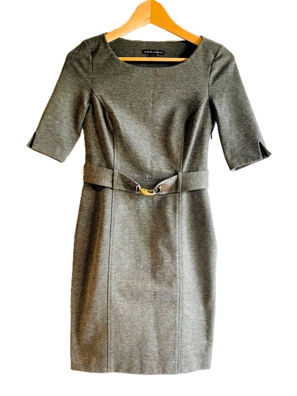 Banana Republic Gray Sheath Dress with Decorative Buckle